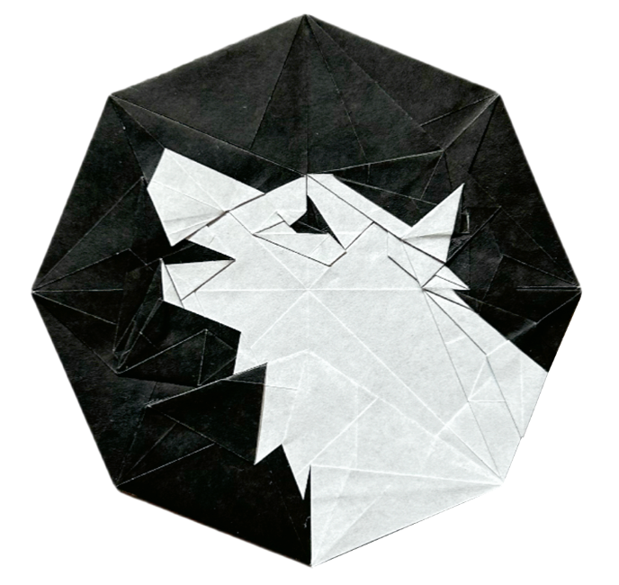 Origami Wolf's Head designed by Wang Shuo, using Duo Extra Large paper (#01 Black)