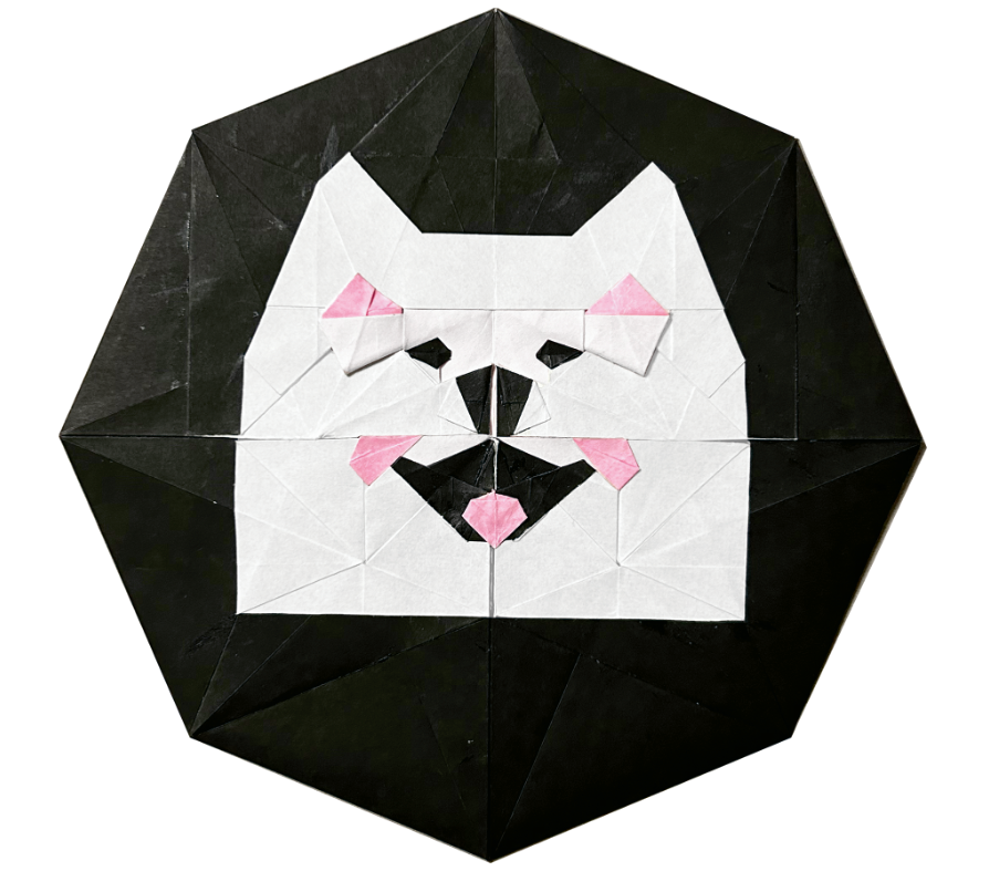 Origami Samoyed designed by Wang Shuo, folded by Wang Shuo, using Duo Extra Large paper