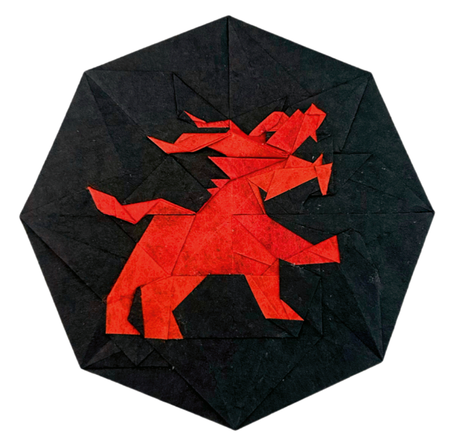 Origami Kilin designed by Wang Shuo, folded by Wang Shuo, using Duo Extra Large paper