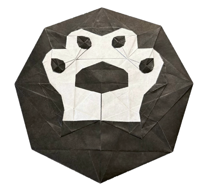 Origami Cat's Paw designed by Wang Shuo, using Duo Extra Large paper (Black / White)