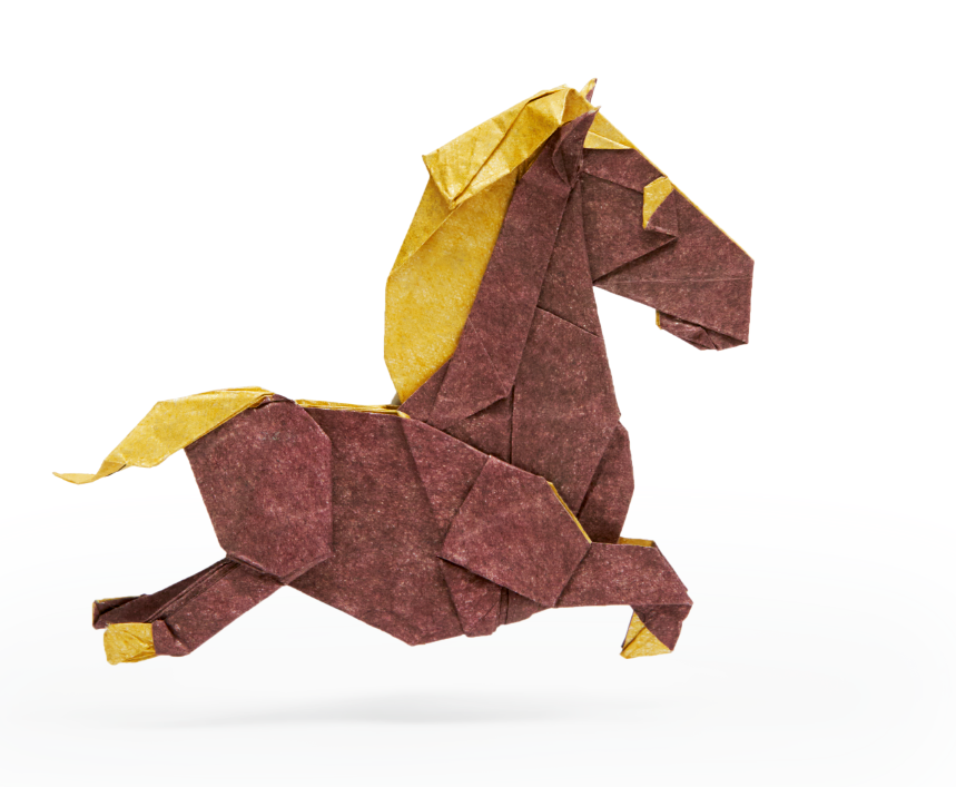 Origami Tang Dynasty Horse designed by Syn / Jiahui Li