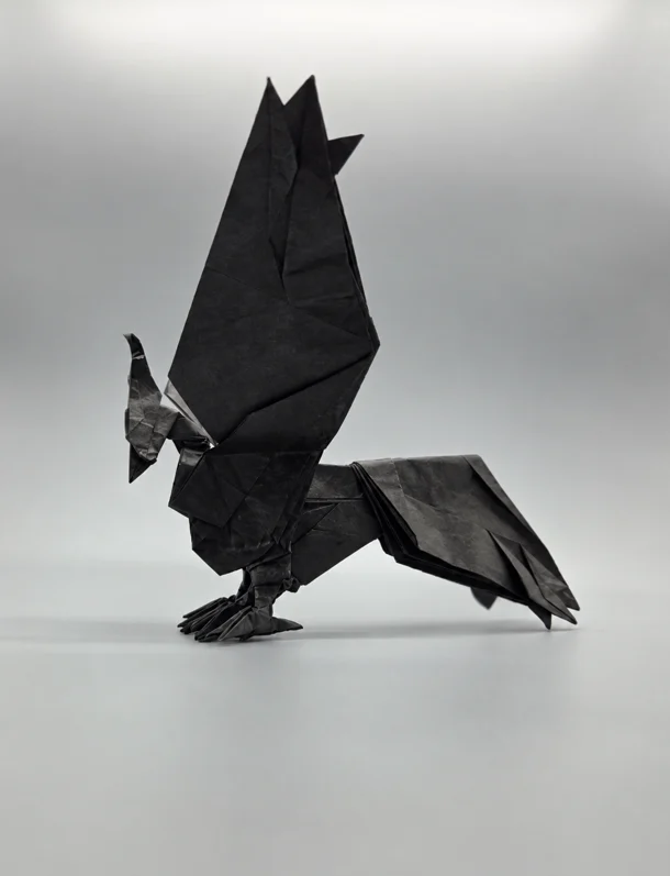 Origami Three-Legged Black Bird designed by Red Paper - Wonseon Seo