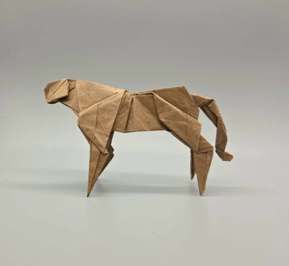 Origami Cheetah designed by Red Paper - Wonseon Seo, folded by Red Paper - Wonseon Seo, using Youjeji paper (Brown)