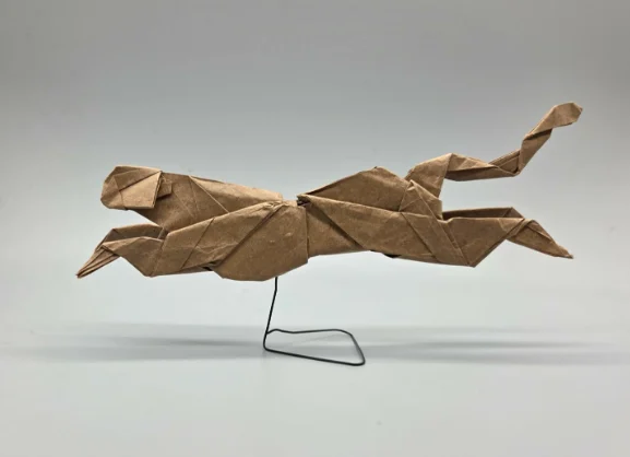 Origami Cheetah designed by Red Paper - Wonseon Seo, folded by Red Paper - Wonseon Seo, using Youjeji paper (Brown)