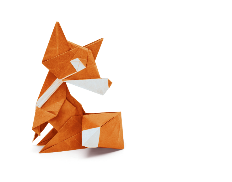 Origami Fox designed by Syn / Jiahui Li, folded by Syn / Jiahui Li, using Duo Extra Large paper (#09 Orange)