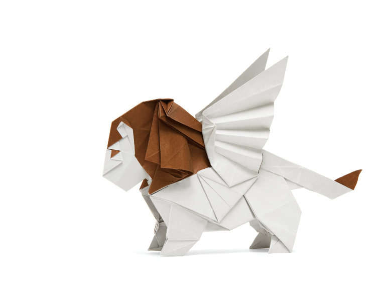 Origami Lion of Saint Mark designed by Syn / Jiahui Li, folded by Syn / Jiahui Li, using Duo Extra Large paper (#03 Chocolate)
