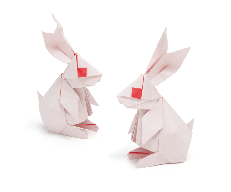 Origami Rabbit designed by Syn / Jiahui Li, folded by Syn / Jiahui Li, using Duo Extra Large paper (#08 Red)