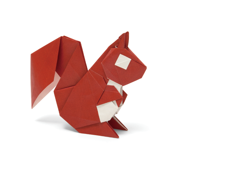 Origami Squirrel designed by Syn / Jiahui Li, folded by Syn / Jiahui Li, using Duo Extra Large paper (#04 Brown)