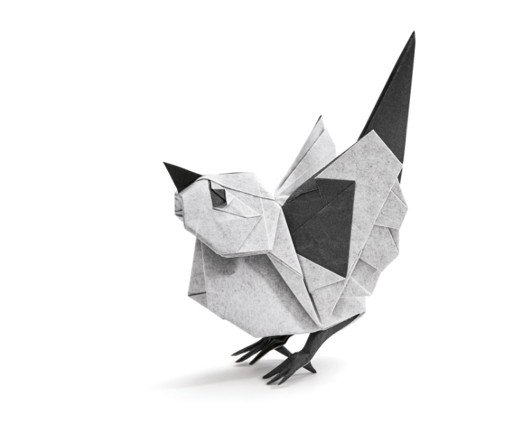 Origami Long-Tailed Tit designed by Syn / Jiahui Li, folded by Syn / Jiahui Li, using Duo Extra Large paper (#01 Black)