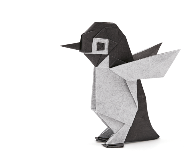 Origami Baby Penguin designed by Syn / Jiahui Li, folded by Syn / Jiahui Li, using Duo Extra Large paper (#01 Black)