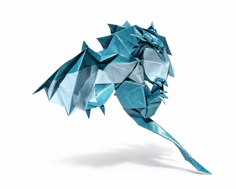 Origami Frost Wyvern designed by Xiaoyang Liu, folded by Xiaoyang Liu / 晓阳