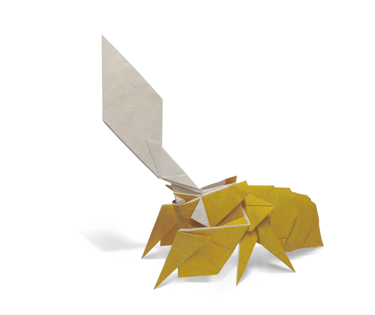 Origami Cordyceps cicadae Shing designed by Busi / 不思, folded by Busi / 不思, using Duo Extra Large paper