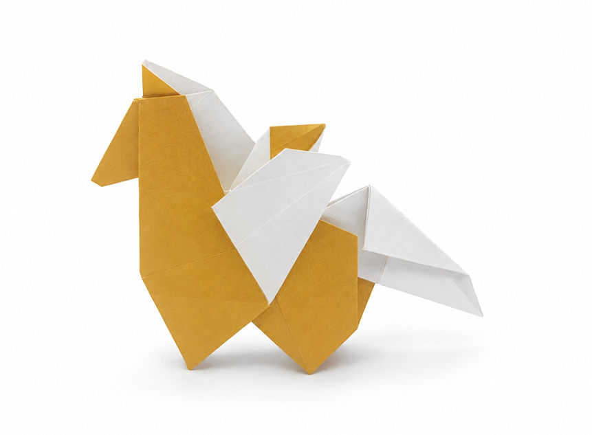 Origami Pegasus designed by Li Qingquan / 李清泉, folded by Li Qingquan / 李清泉, using Duo Extra Large paper
