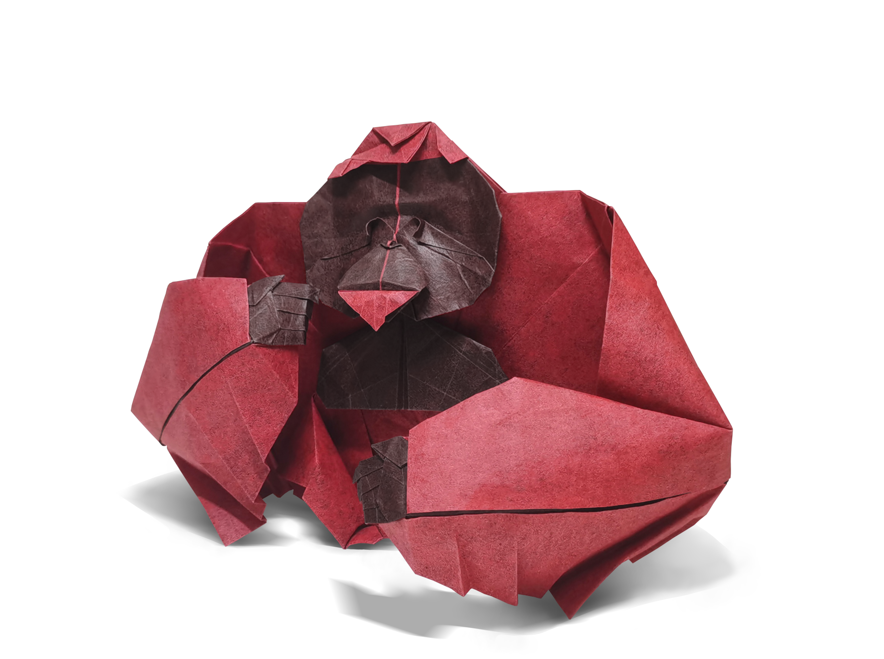 Origami Orangutan designed by Busi / 不思, folded by Busi / 不思