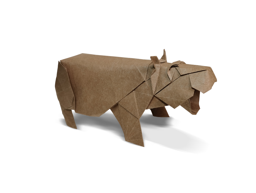 Origami Pigmy Hippopotamus designed by Busi / 不思, folded by Busi / 不思, using Duo Extra Large paper