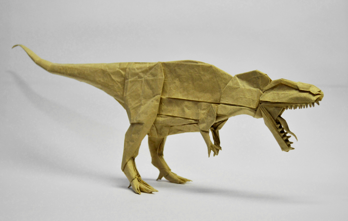 Origami Giganotosaurus 5.0 designed by Shuki Kato, folded by Shuki Kato