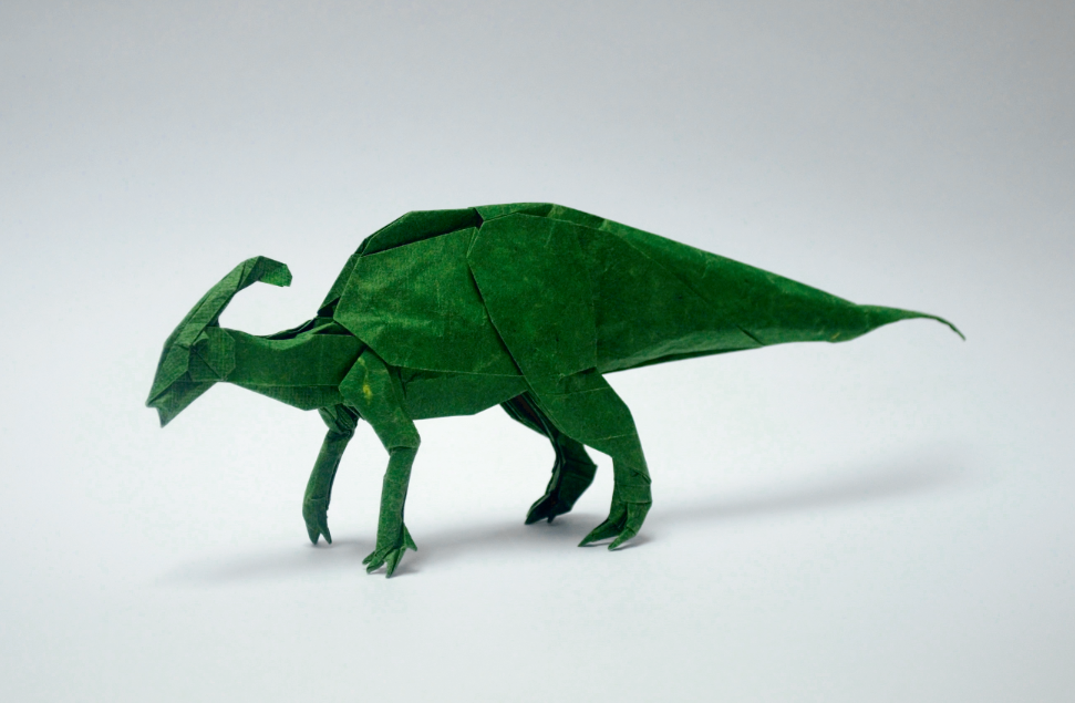 Origami Parasaurolophus designed by Shuki Kato, folded by Shuki Kato, using Origamido paper
