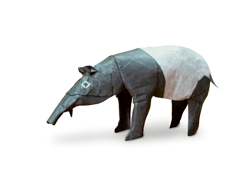 Origami Malaysian Tapir designed by Sampreet Manna, folded by Sampreet Manna
