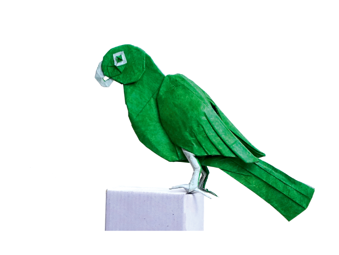 Origami Parrot designed by Sampreet Manna, folded by Sampreet Manna, using Duo Extra Large paper