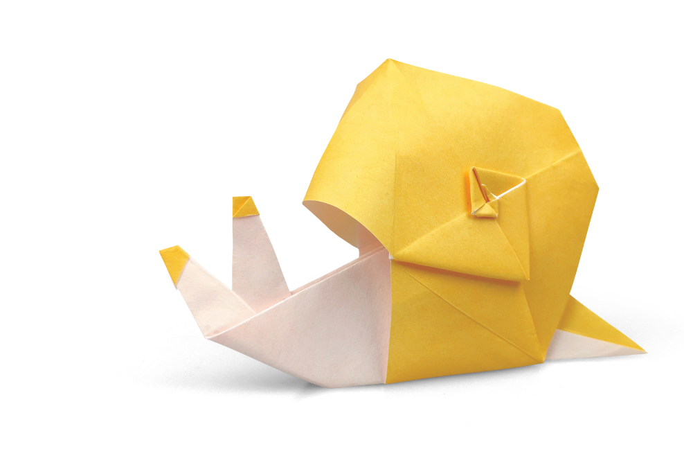 Origami Snail designed by Meng Weining, folded by Meng Weining, using KAMI paper