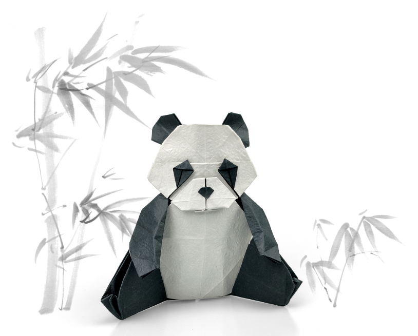 Origami Giant Panda designed by Meng Weining, folded by Meng Weining