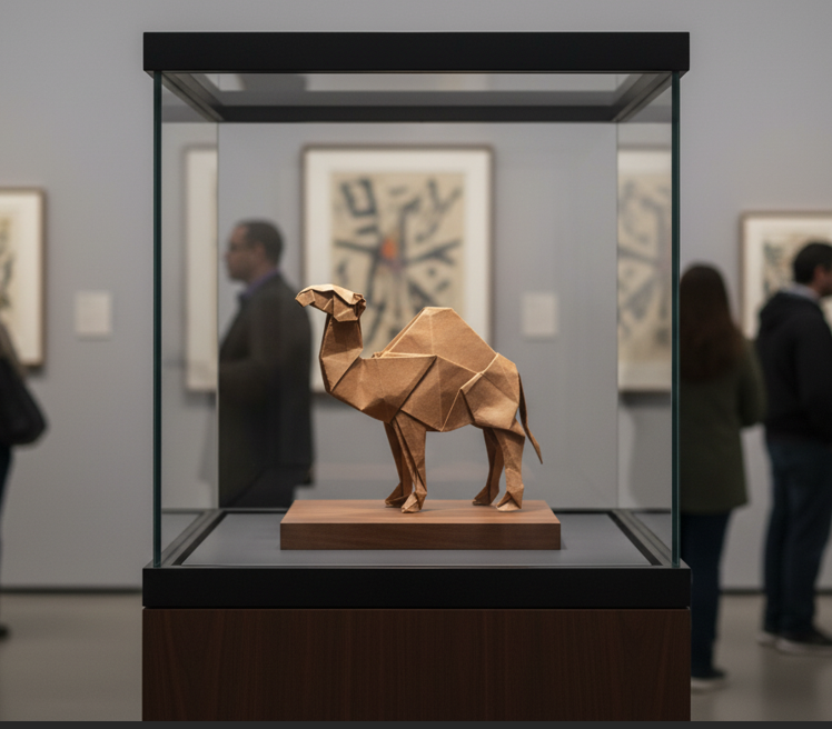 Origami Dromedary Camel designed by Román Diaz, folded by TERRY Nicolas, using Luminous Thai paper (#22 WHITE / BROWN)