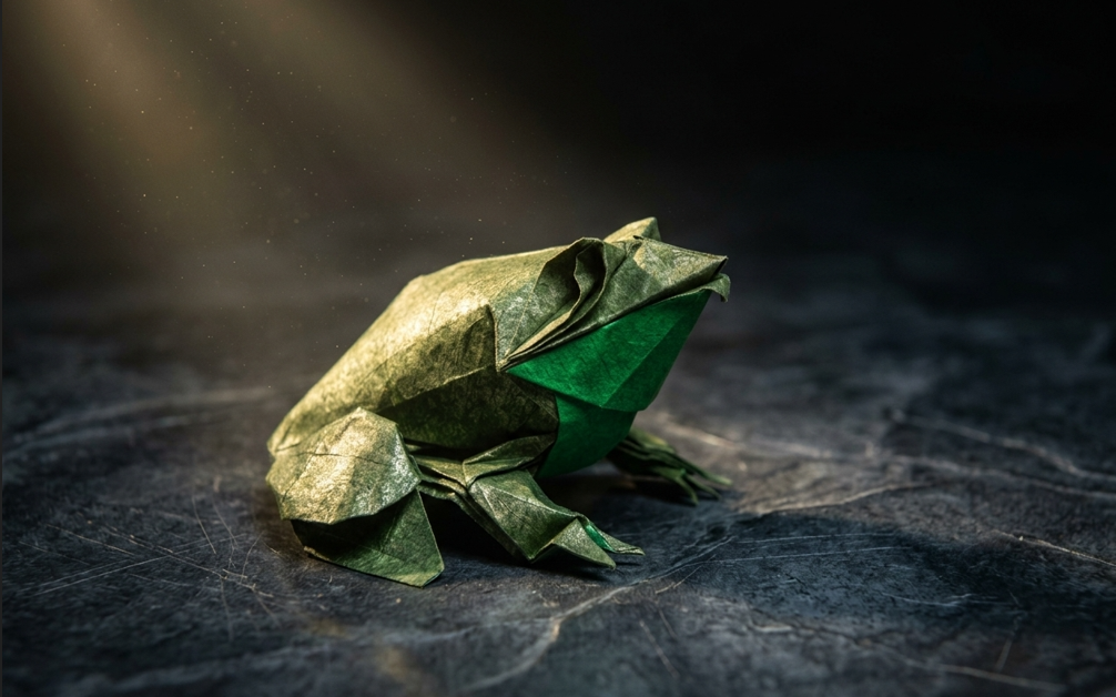 Origami Bullfrog designed by Román Diaz, folded by TERRY Nicolas, using Sandwich paper