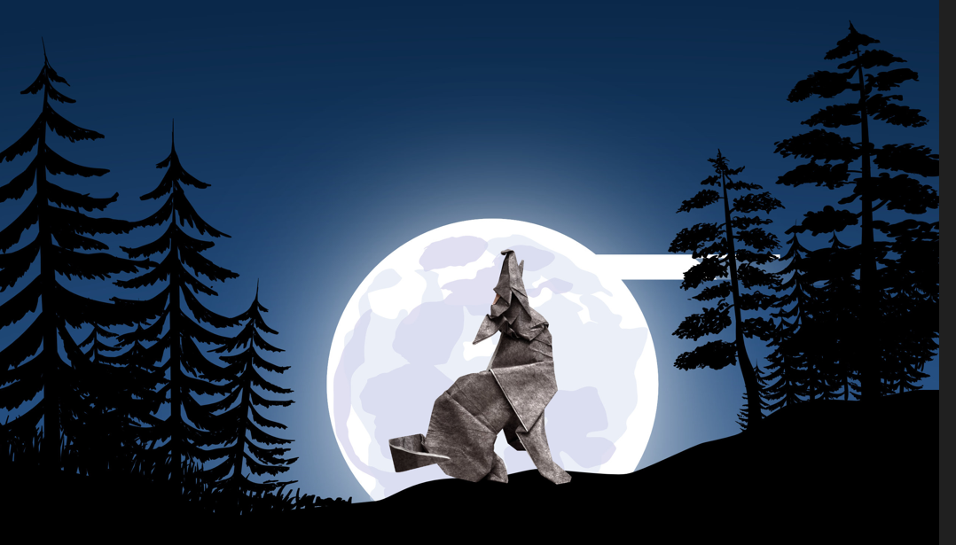 Origami Wolf designed by VIGO Marc, folded by TERRY Nicolas, using Sandwich paper