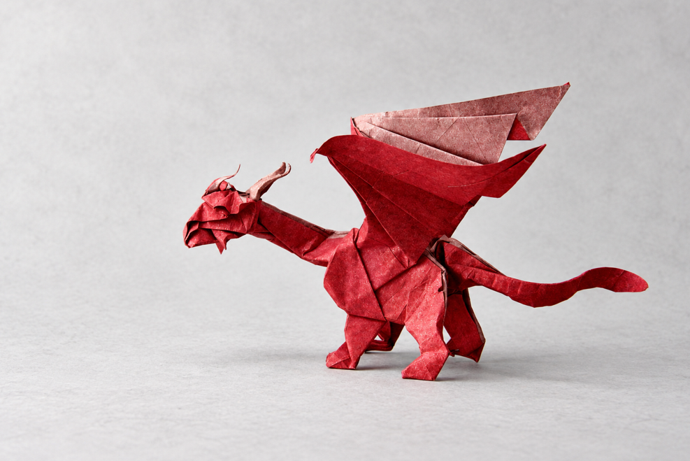Origami Dragon designed by Zhang Yifan, folded by TERRY Nicolas, using Sandwich paper