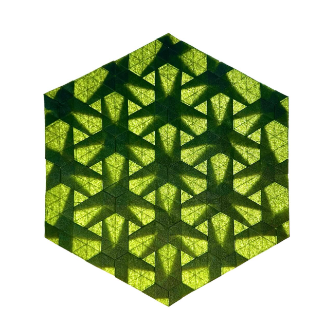 Origami Japanese Weave Tessellation designed by Madonna Yoder, folded by Origami by Sophie, using Tissue-foil paper (YELLOW)
