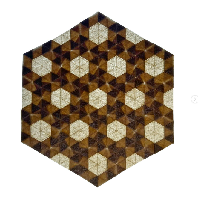 Origami Honeycomb Weave Tessellation designed by Madonna Yoder, folded by Origami by Sophie, using Tissue-foil paper (COFFEE)