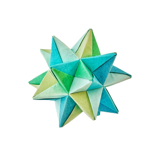 Origami Stellated Icosahedron designed by Tomoko Fuse, folded by Origami by Sophie, using TANT paper