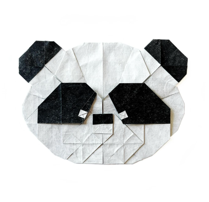 Origami Panda Face designed by Mi Wu, folded by Origami by Sophie, using Sandwich paper (White / Black)