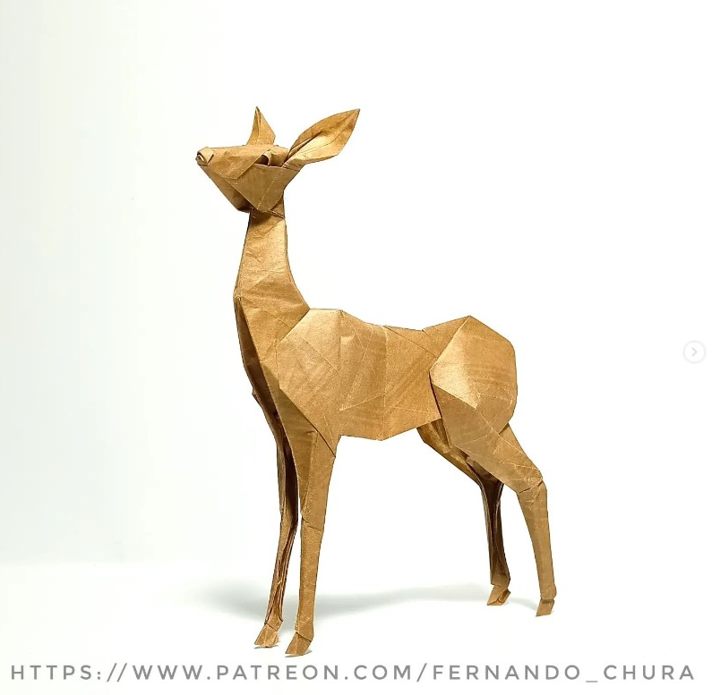 Origami Deer designed by CHURA HUANCA Fernando, folded by Chura Huanca Fernando, using Kraft Alios paper
