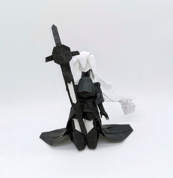 Origami 2B - NieR:Automata designed by Yanhui Lai, folded by Yanhui Lai, using Duo Extra Large paper (#01 Black)