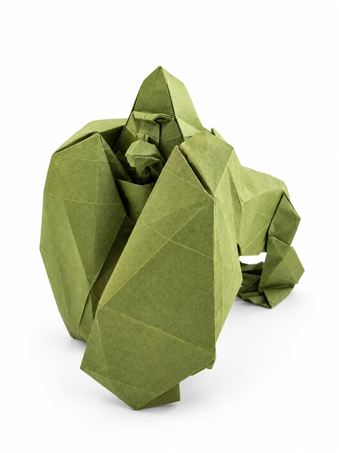 Origami Gorilla designed by Katsuzaki Yuta, folded by LANDREIN Philippe, using TANT paper (Yoda Green)