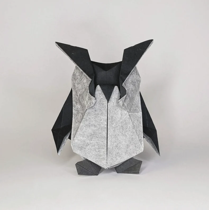 Origami Grandpa Owl designed by TERRY Nicolas, folded by TERRY Nicolas, using Luminous Thai paper (#01 WHITE / BLACK BROWN)