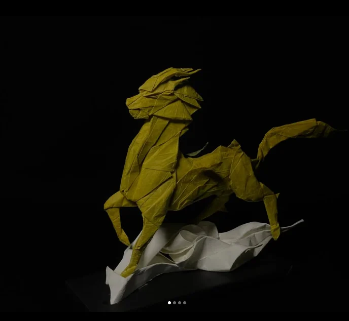Origami Kirin designed by Tu Kaiming, folded by Phan Lạc Vanh, using Papyrus B1 paper