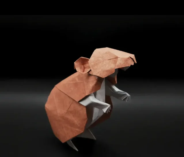 Origami Hamster designed by Katsuzaki Yuta, folded by Tony Chang, using Sandwich paper