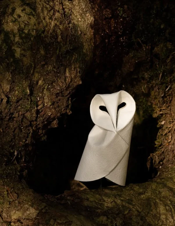 Origami Western Barn Owl designed by Rebouillat Jonathan, folded by Rebouillat Jonathan, using ARCHES paper (Painted on one side)