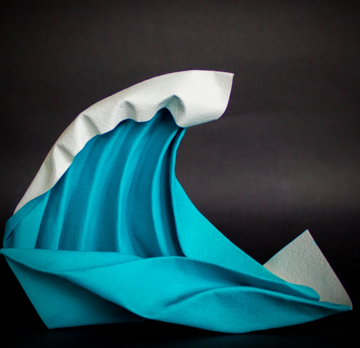 Origami Great Wave designed by DECLERCQ Steve, folded by DECLERCQ Steve, using ARCHES paper