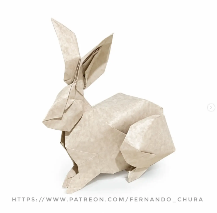 Origami Rabbit designed by CHURA HUANCA Fernando, folded by Chura Huanca Fernando, using YOHISHI paper (White)