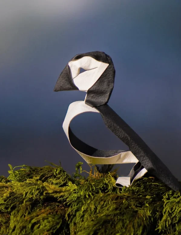 Origami Atlantic Puffin designed by Rebouillat Jonathan, folded by Rebouillat Jonathan, using ARCHES paper