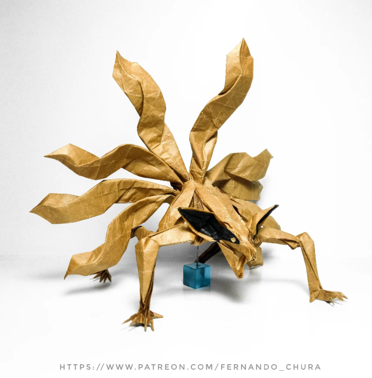 Origami Kurama designed by CHURA HUANCA Fernando, folded by Chura Huanca Fernando, using Kraft Alios paper