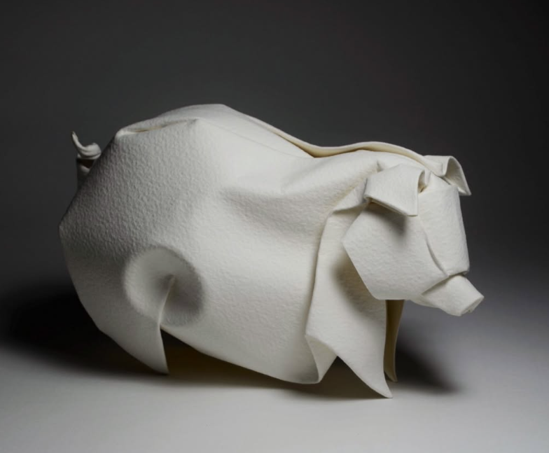 Origami Pig designed by Hoàng Tiến Quyết, folded by Hoàng Tiến Quyết, using ARCHES paper