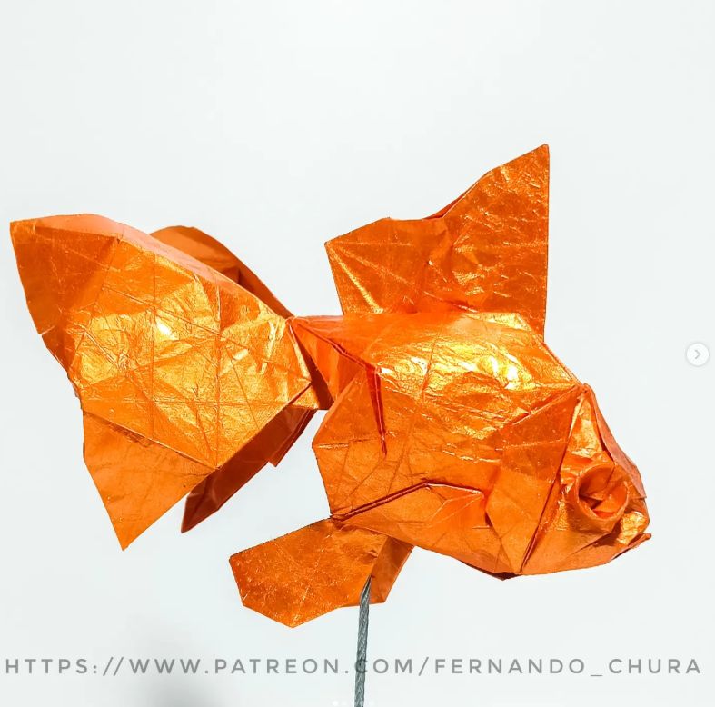 Origami Goldfish designed by CHURA HUANCA Fernando, folded by Chura Huanca Fernando, using Sandwich paper
