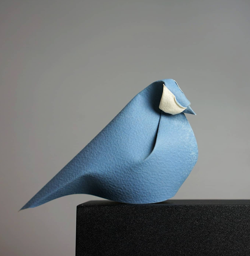 Origami Blue bird designed by Hoàng Tiến Quyết, folded by Hoàng Tiến Quyết, using ARCHES paper
