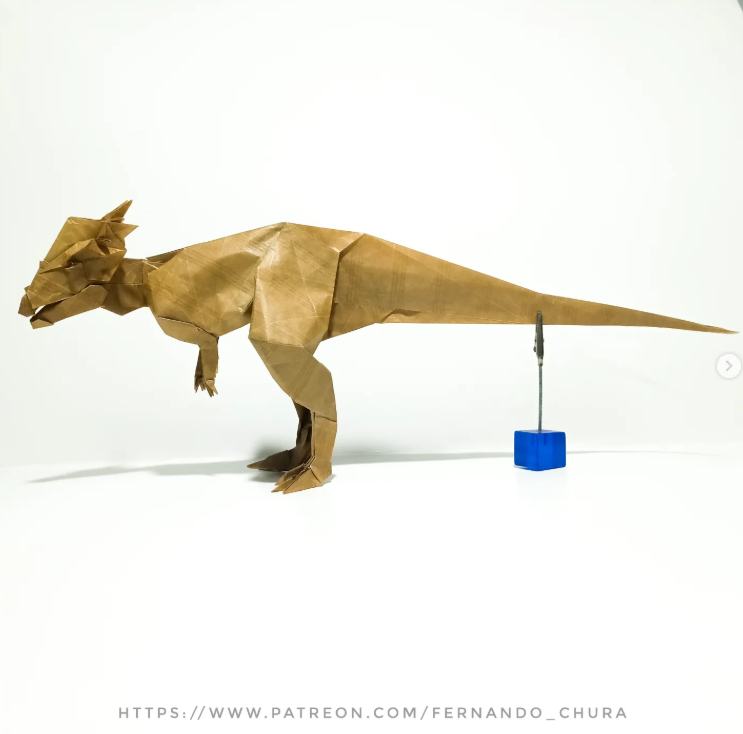 Origami Paquicefalosaurio designed by CHURA HUANCA Fernando, folded by Chura Huanca Fernando, using Kraft Alios paper (Kraft Alios 50x50 cm)
