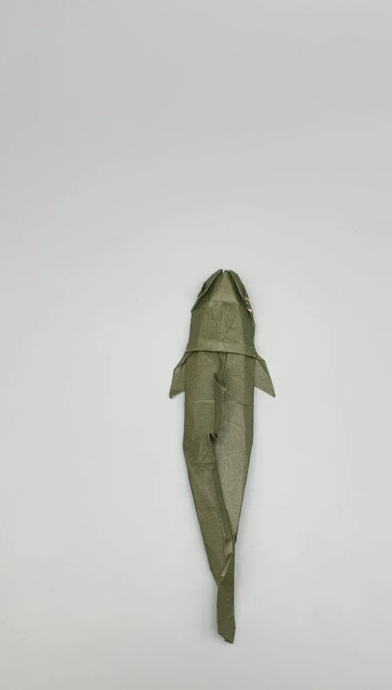 Origami Fish designed by Red Paper - Wonseon Seo, folded by Red Paper - Wonseon Seo, using Youjeji paper (Green)