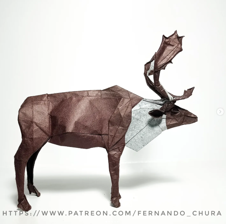 Origami Reindeer designed by CHURA HUANCA Fernando, folded by Chura Huanca Fernando, using Hanji Duo paper
